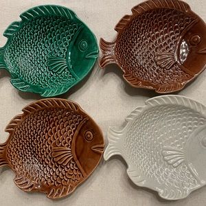 Vintage painted fish plates